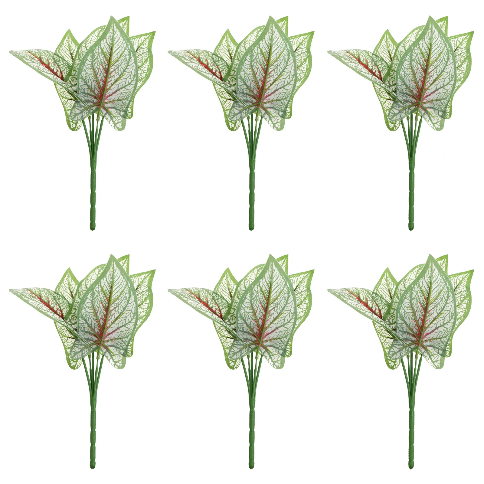 

6Pcs Simulation Green Plant Leaves Artificial Decoration Realistic Texture Natural Office Desktop Ornament