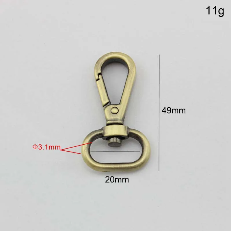 50 pezzi 5 dimensioni 7 colori trigger trigger moschettone, metallo girevole chiusura aragosta artigli chiusura per borse parte accessori