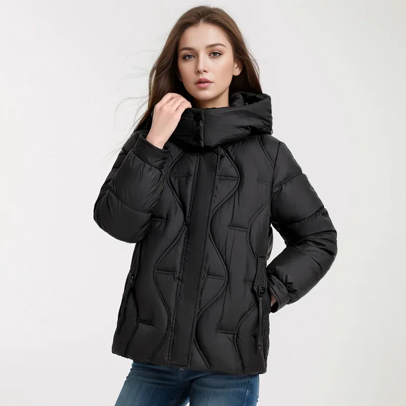 2025 New Winter Women's Jacket Female Pure Color Hooded Thicken Warm Cotton Jacket For Women Casual Padded Jackets 2025 New