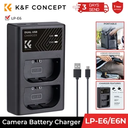 K&F CONCEPT LP-E6/LP-E6N/LP-E6NH Battery Charger Dual Slot Quick Charger for Canon EOS R5 EOS R6 EOS R EOS 5D Mark IV 5D Cameras