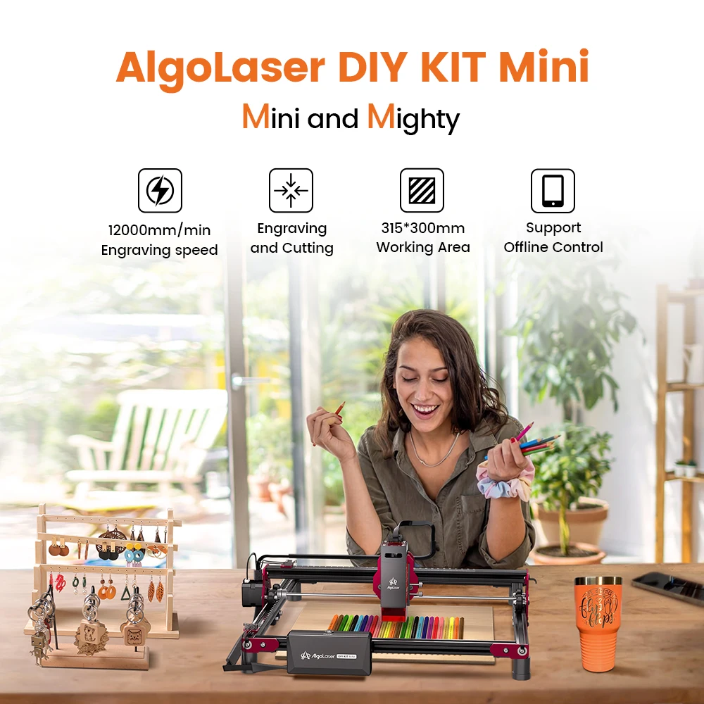 Imagem -06 - Algolaser Portátil Gravador a Laser Kit Faça Você Mesmo Mini Impressora Cortador Máquinas para Trabalhar Madeira Plástico 5000mw Wi-fi Mini Máquina de Gravura