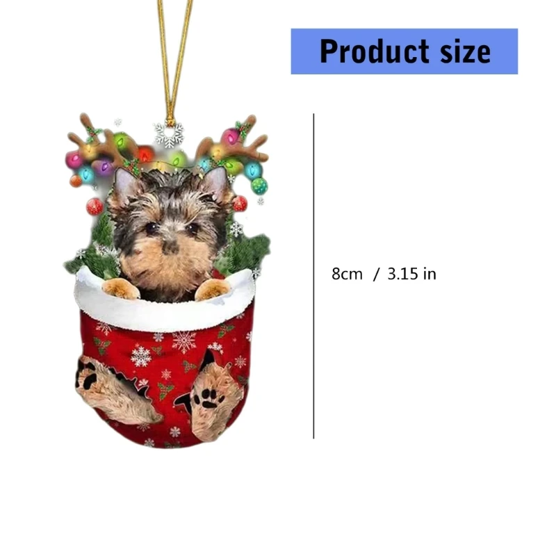 Adorno acrílico para árbol Navidad perro, decoración colgante llamativa acrílico para árbol Navidad y fiesta en