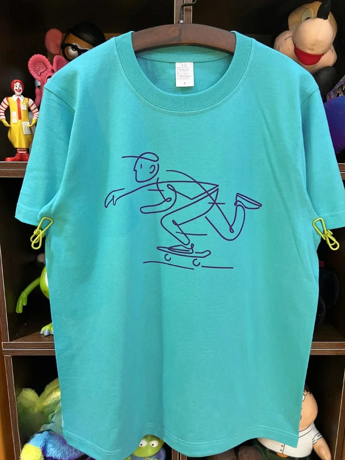 Camisetas Casuais de Algodão Puro com Estampa de Skate Vintage Americana Retrô para Casal, Modelo Regular para Mulheres