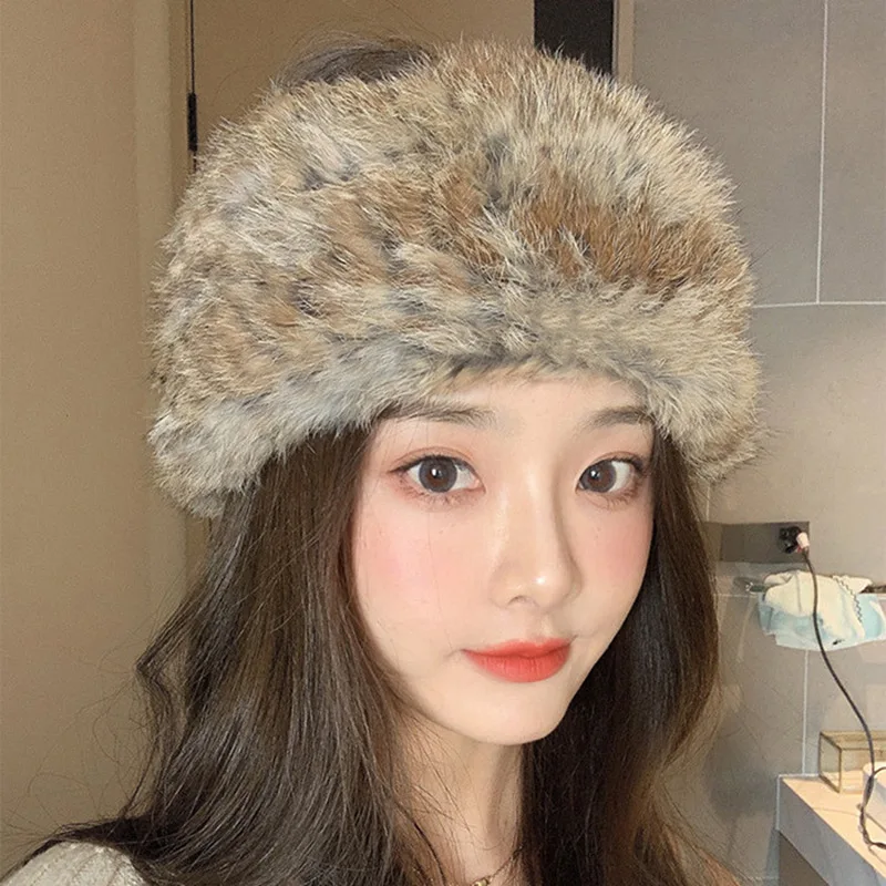 

Thick Furry Hairband Fluffy Natural Rabbit Fur Headband Women Girl Fur Headband Hat Winter Outdoor Travel Cute Lady Warm Hat