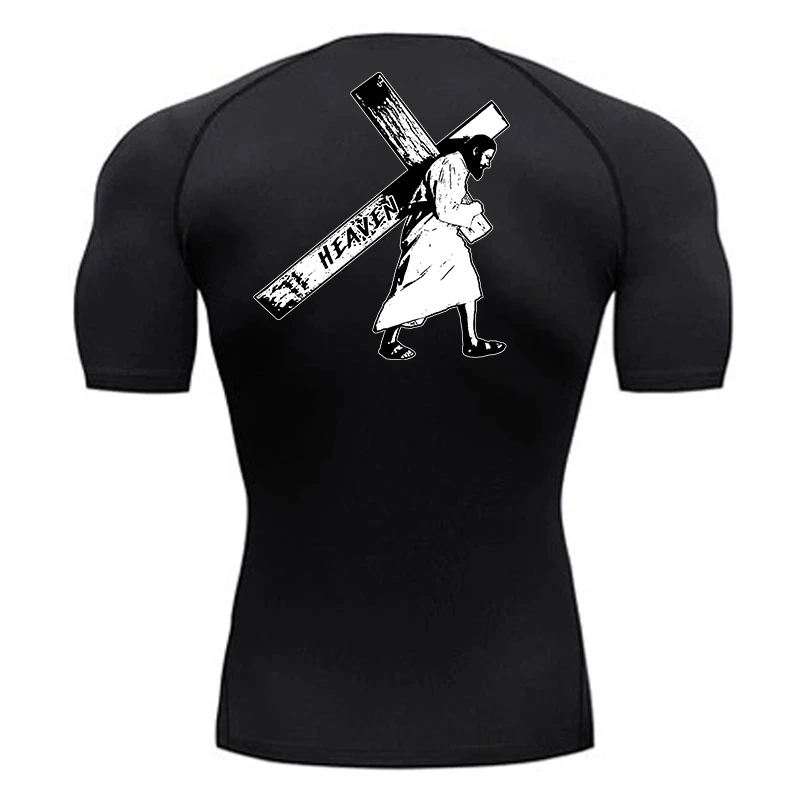 Angel Graphic Athletic Quick Dry Tshirts for Men Christian Gym Workout Running Compression Shirt Undershirt Tees Tops Activewear
