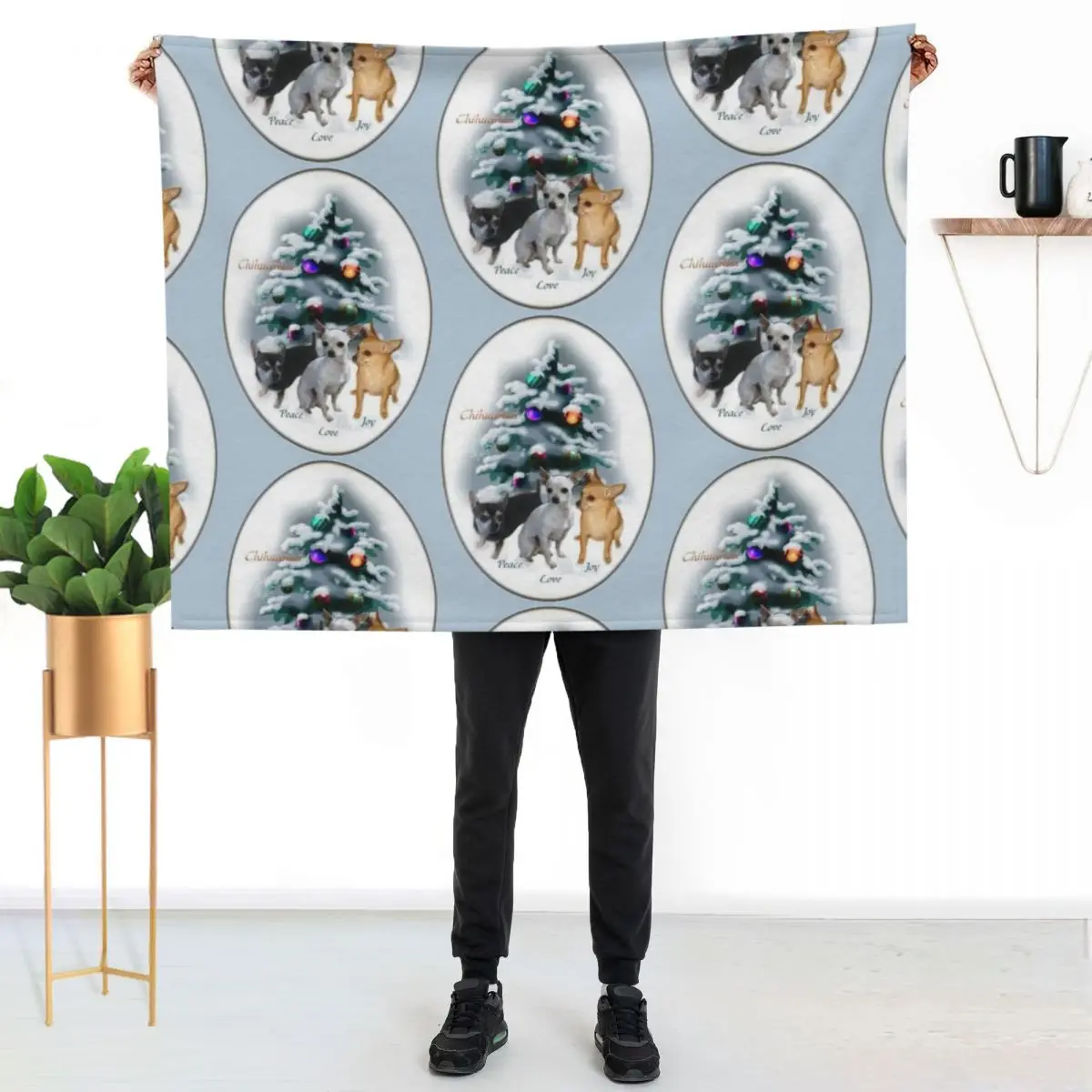 Chihuahua Trio Christmas Gifts Throw Blanket Kid'S Stuffeds cosplay anime Soft Beds for winter Soft Plush Plaid Blankets