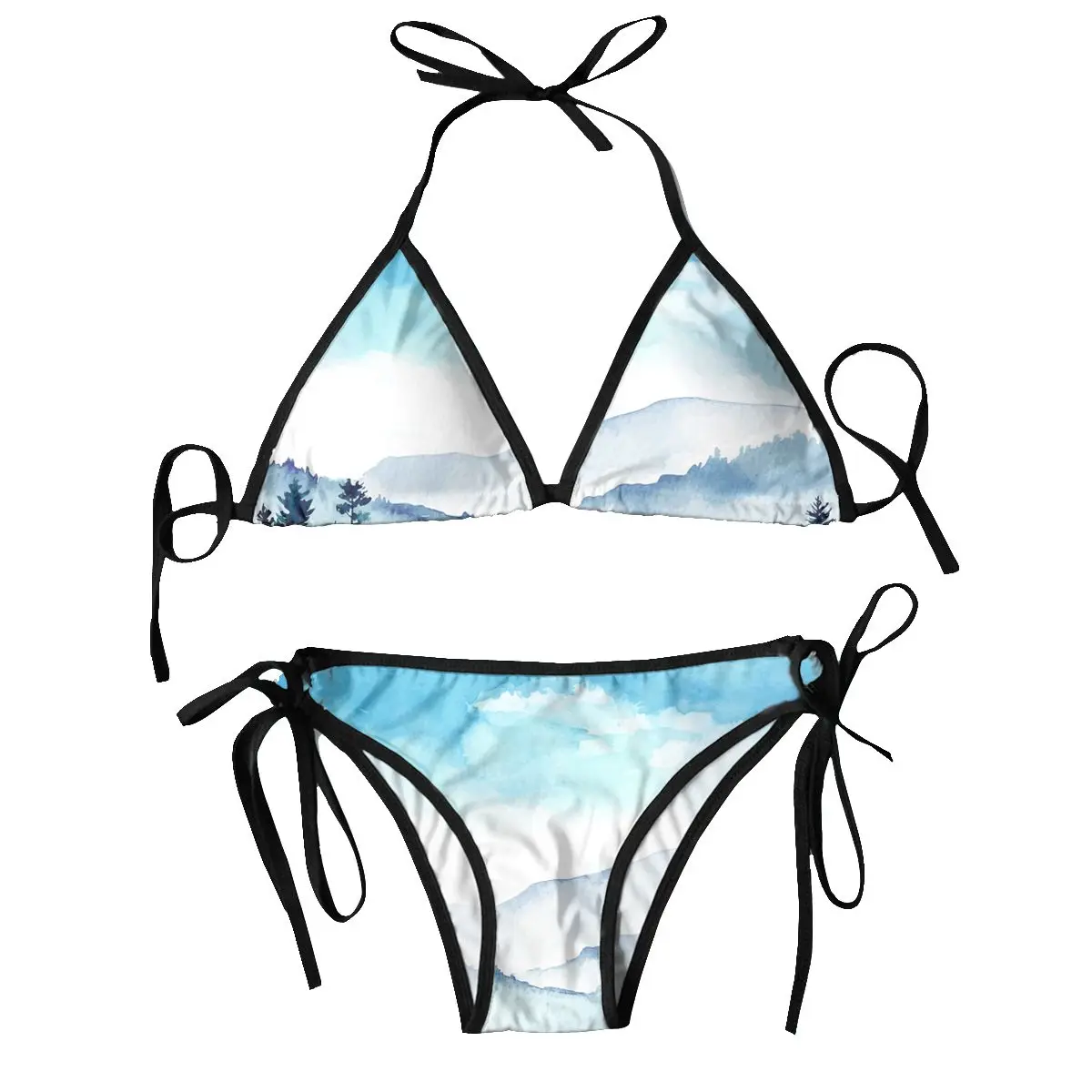 2024 Badpak Aquarel Bergen Mujer Vrouwen Badmode Zomer Strandkleding Badbikini 'S Sets