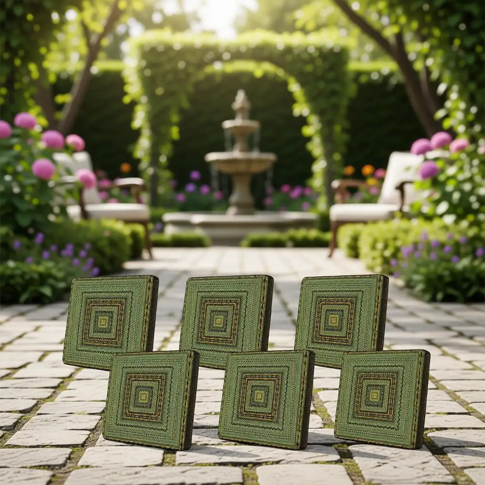 

Набор из 8 чехлов для садовой мебели, эластичные трикотажные чехлы для уличной мебели, моющиеся защитные чехлы для сидений стульев - зеленый, имбирно-желтый