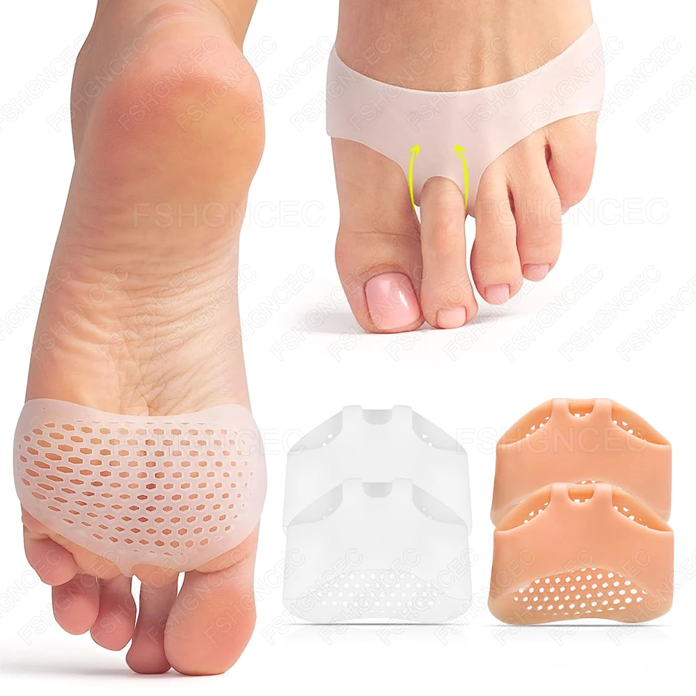 Silicone Forefoot Pads Honeycomb Orthotic Insoles Non-Slip Metatarsal Cushion Toe Separator Foot Massage Pain Relief Gel Inserts