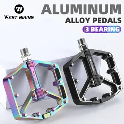 WEST BIKING Widen Bicycle Pedals Colorful 3 Bearing Aluminum Road BMX MTB Bike Anti-slip Flat Pedals Ultralight Cycling Parts