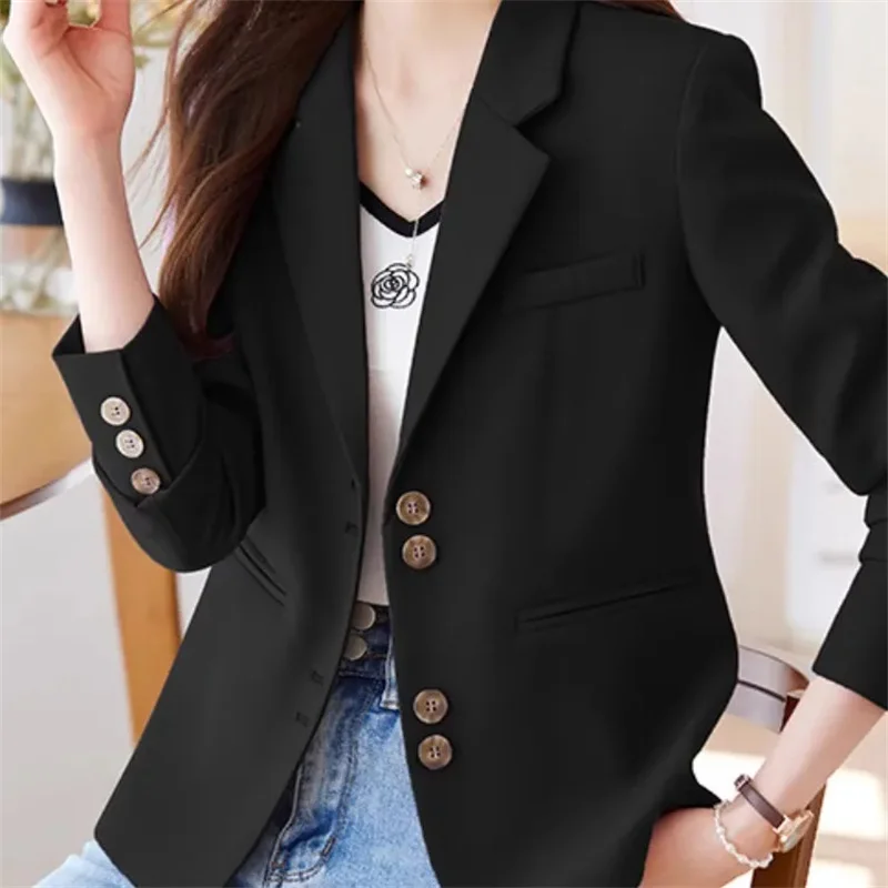 

Fashion Small Suit Jacket Female Spring 2026 New Outerwear Temperament Slim Coat Long Sleeve Blazer Commuter Women Overwear Tops
