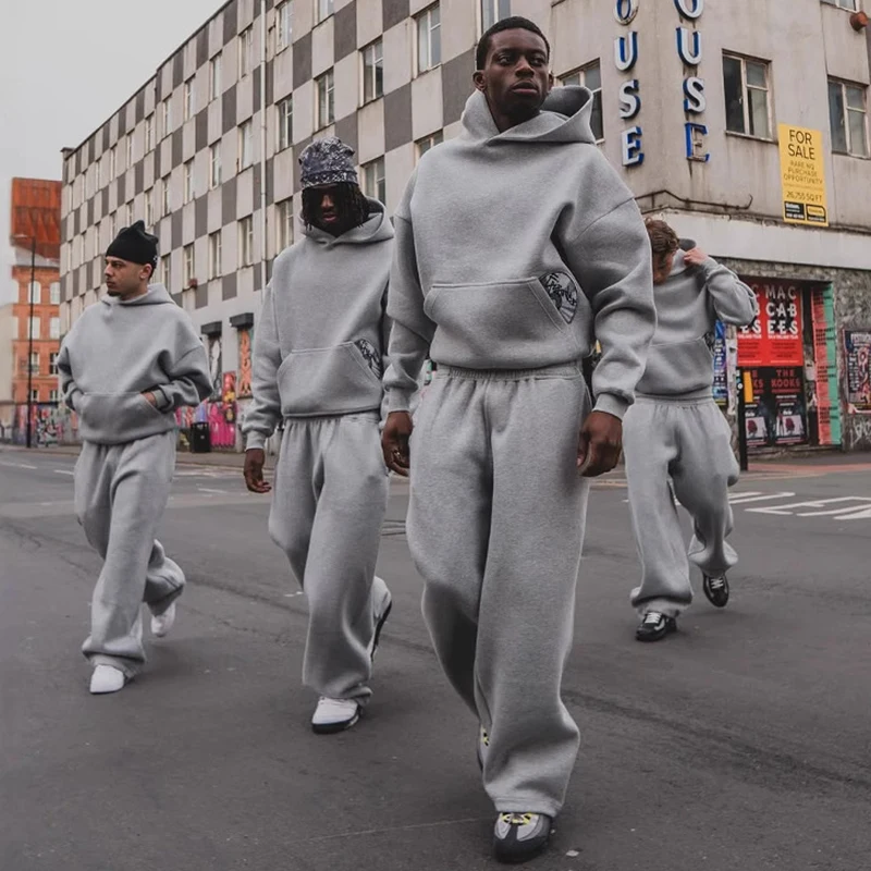 

New Trendy High Street Retro Casual Streetwear Men's Sports Suit Y2K Harajuku Embroidered Hoodie Hip-hop Loose Casual Sweatpants