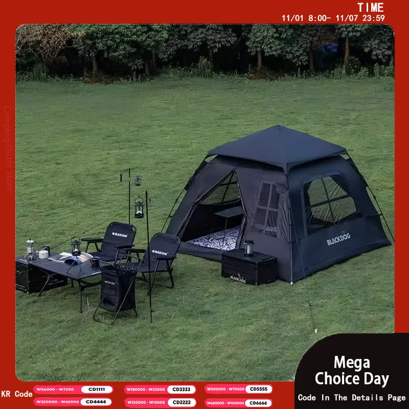 

Blackdog Camping Tent, 150D Oxford Cloth, Thickened Rainproof Material, Portable Design, High Quality, Suitable For 3-4 Persons