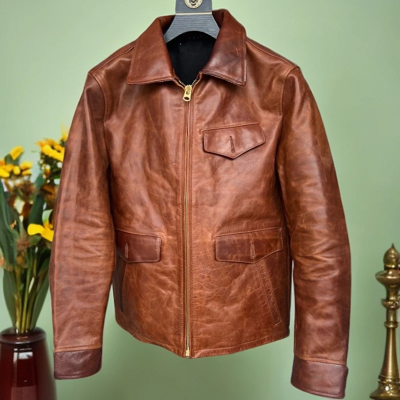 

Мужская куртка из воловьей кожи бенгальского дубления, масляный воск, верхний слой, мужская одежда ort Sle, осенне-зимняя верхняя одежда Faion Urban, повседневная кожа...