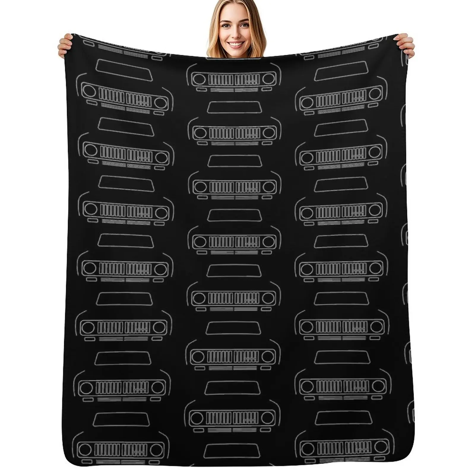 

IH Scout II 4x4 truck 1973 outline graphic (white) Throw Blanket Multi Use Warm Blanket for Living Room Bedroom