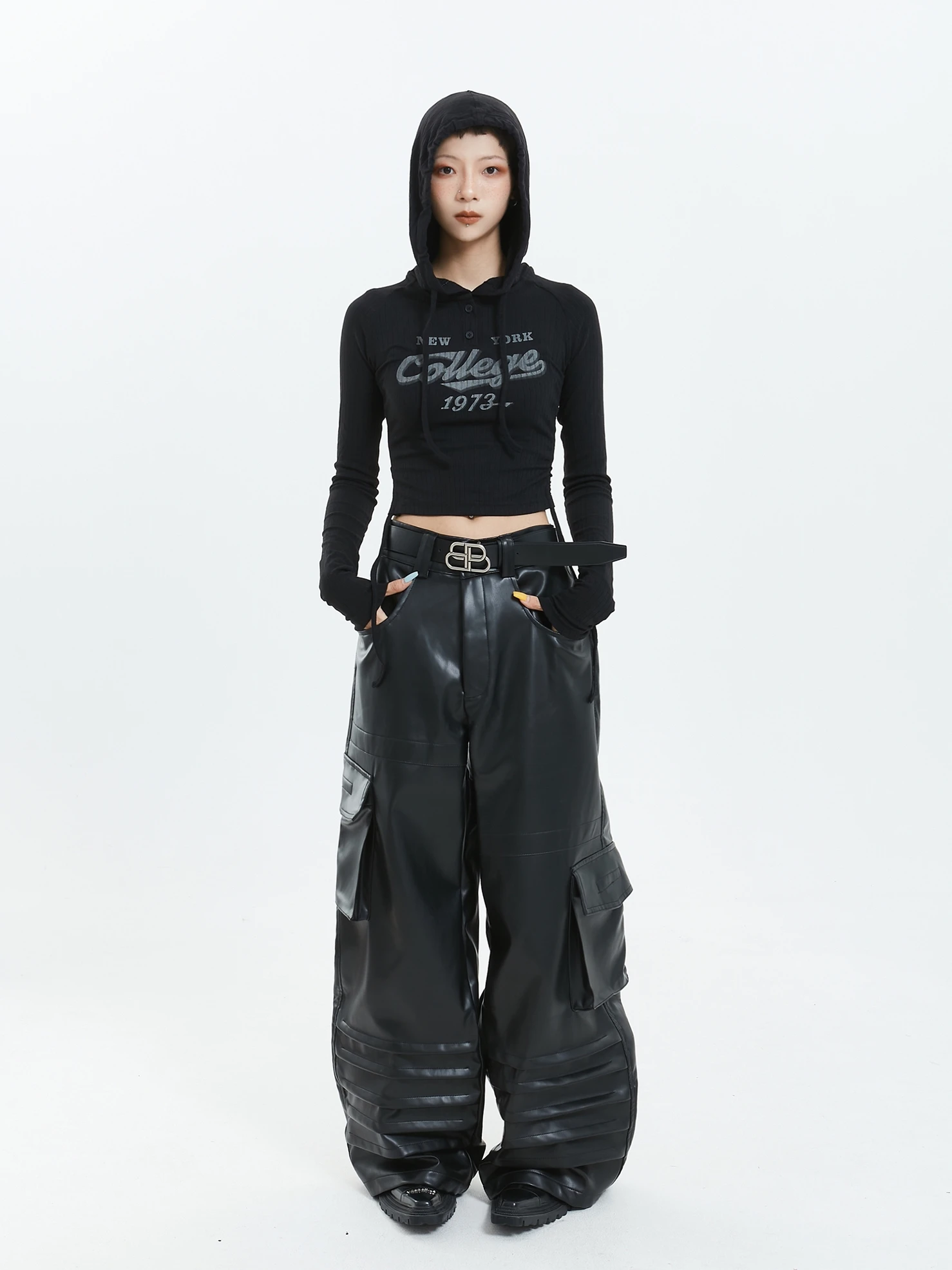 

MICHINNYON American High Street Retro Aalyptic ort Sve Long Sve Slim Fit Crop Top T-irt Sexy Girl Sle Polyeste...