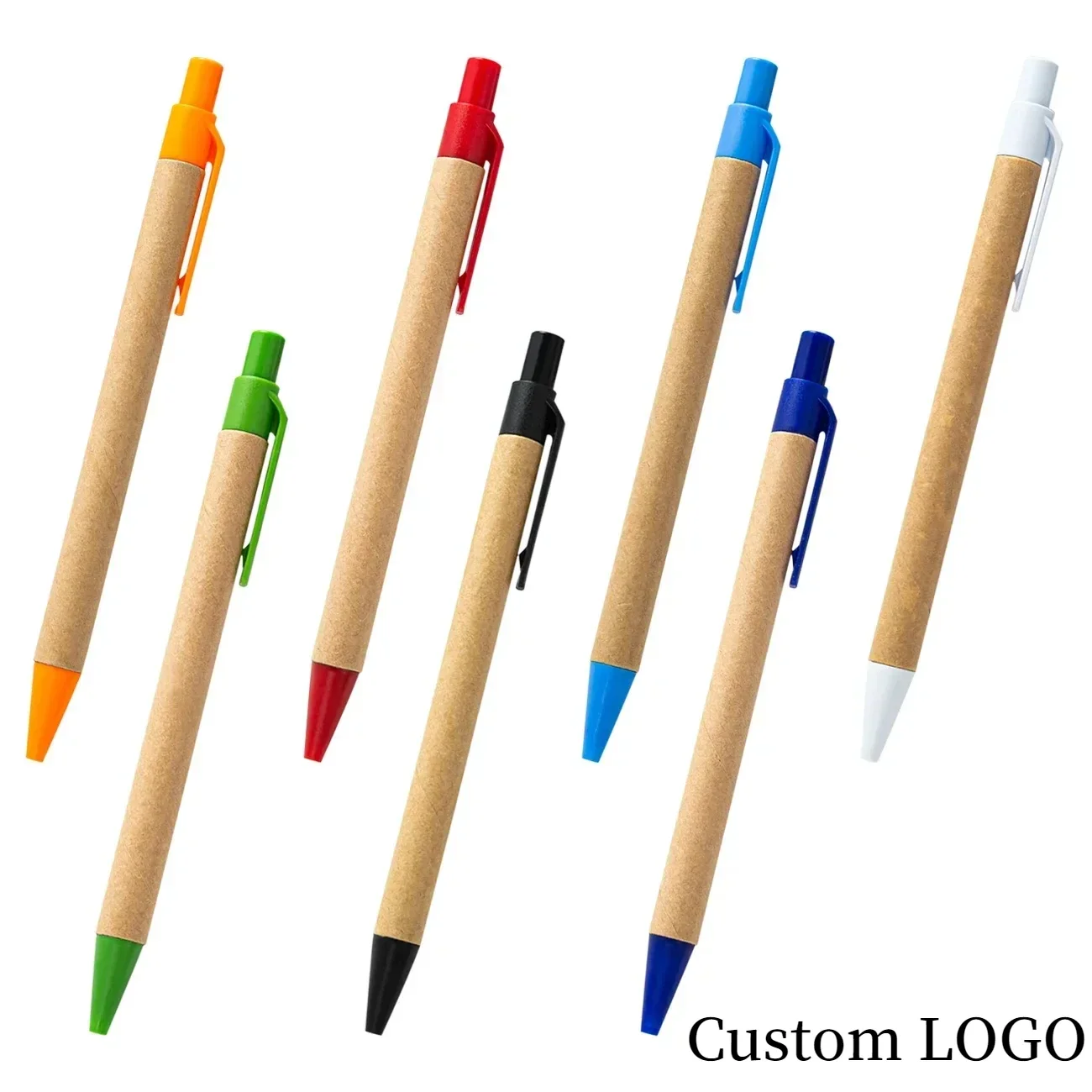 200PCS Free Custom LOGO Paper Ball Pen Eco-friendly Ballpoint Pen School Supplies Gift Pen Stationery