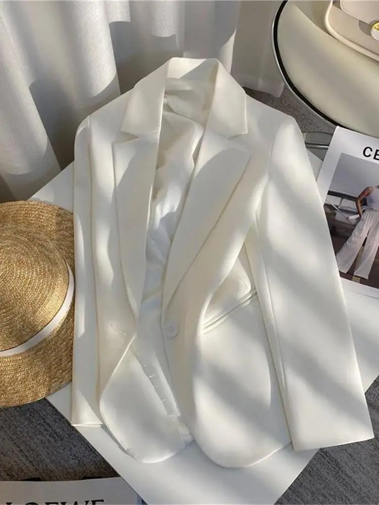 

Белый костюм Jaet для женщин, простой костюм Personali Long Sve, офисная застежка на одной пуговице, китайский бренд Cleanfit