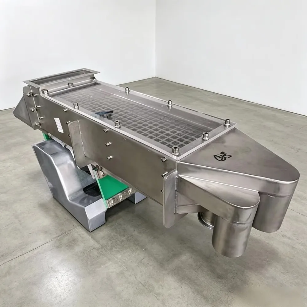 DSW Electromagnetic Vibrating Feeder Mesh Screen Grading 60KW Fully Enclosed Visual Structure Three Discharge Outlets 1
