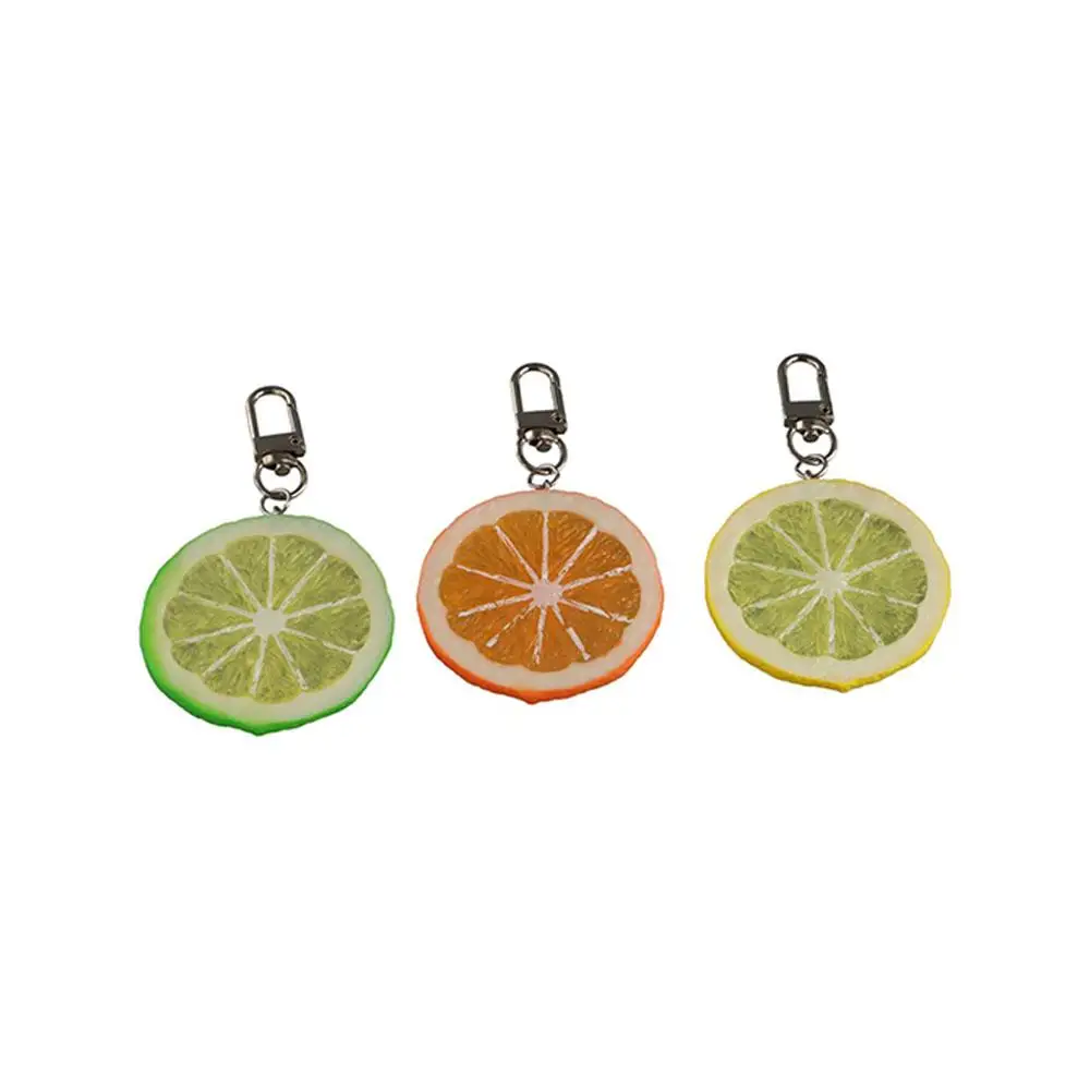 Creative Food Lemon Slice Key Chain Orange Slice PVC Hot-dog Pendant Acrylic Backpack Charms Simulation Food Key Ring Women