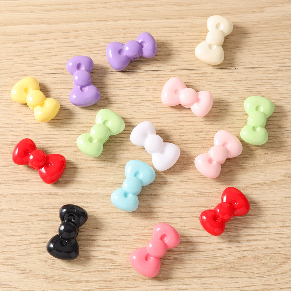 10 Stück 26x15mm bunte Acryl-Schleifen-Perlen, lose Spacer-Charms für Schmuckherstellung, DIY-Armbänder, Halsketten, Bastelbedarf – Detail 5