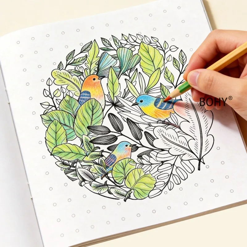 1 Adult Decompression Flower Flying Bird Mandala Coloring and Drawing Album, 24 Pages of Coloring Pages, Birthdays Healing Gifts