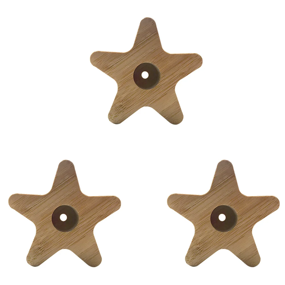 

3Pcs Toothbrush Holders Wooden Pentagram Bathroom Storage Organizers Toothbrush Holders Wooden Storage