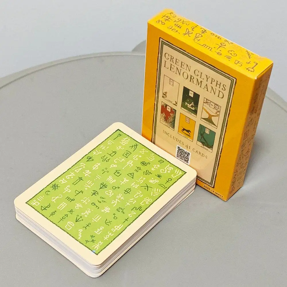 Green Glyphs Lenormand 9*6.5cm Oracle Deck – 41-Card Divination Set for Beginners & Intuitive Readers