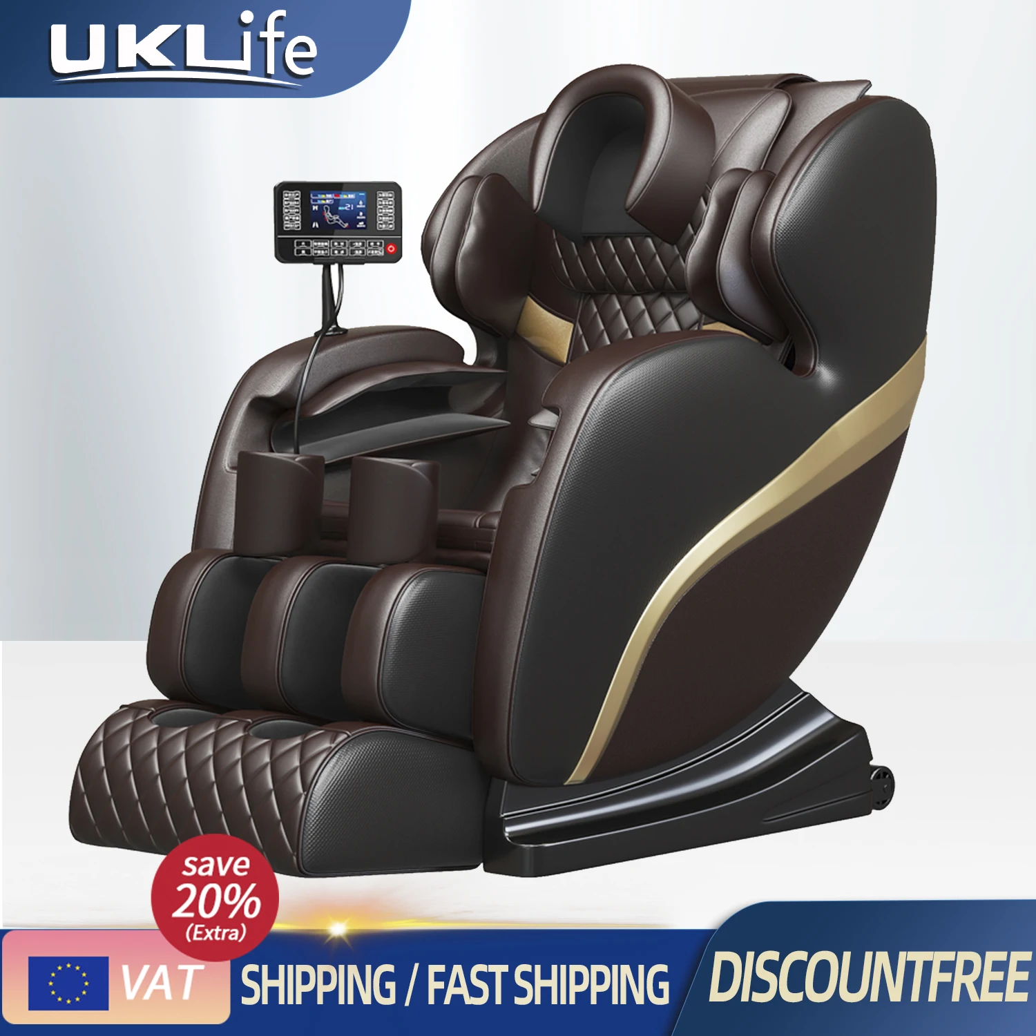 UKLife Home Office Full Body 4D Air Bag Chauffage Zero Gravity Électrique Multifonctionnel Fauteuils de Massage Massage Canapé Écran Tactile