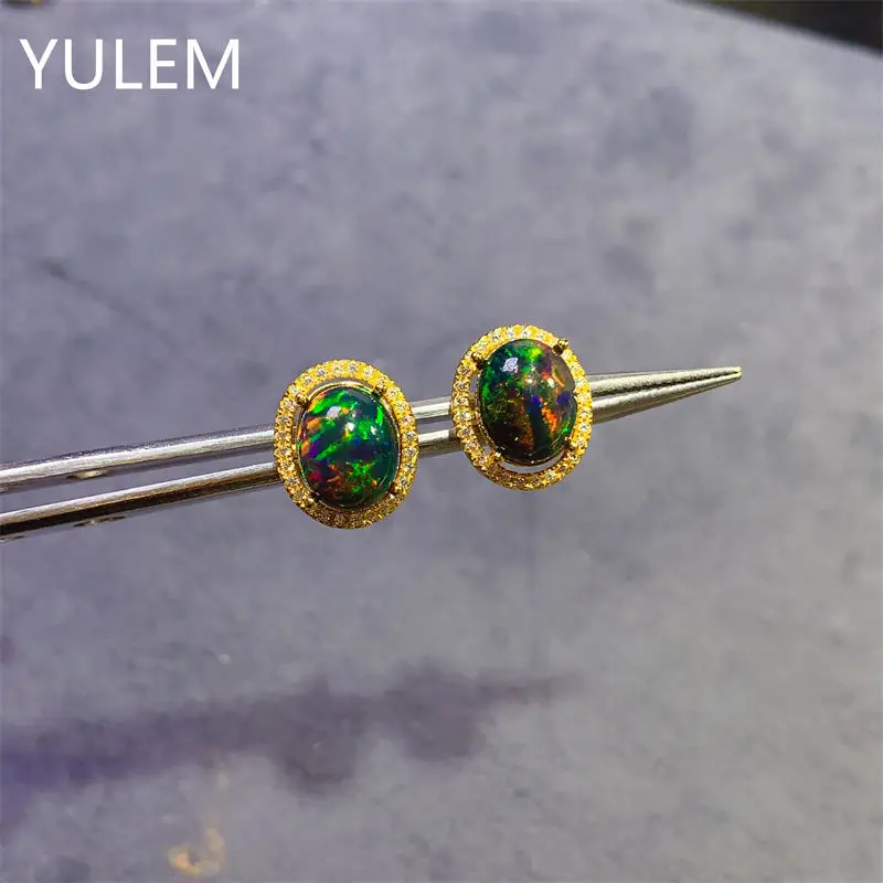 925 الفضة الطبيعية العقيق الأسود 8x10mm وأقراط للنساء رائع أنيقة مع شهادة #4