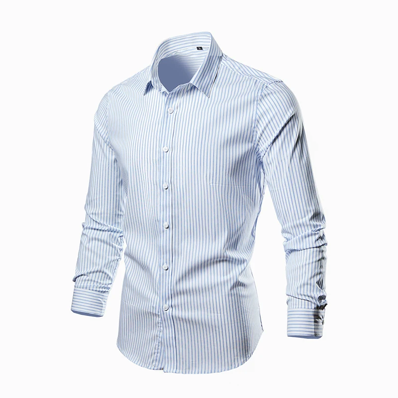 

Casual Men's Shirts Cotton Soft Thin Slim Fit Shirt Luxury Business Long Sleeve Shirt Male Lapels Outwear Dress Shirt