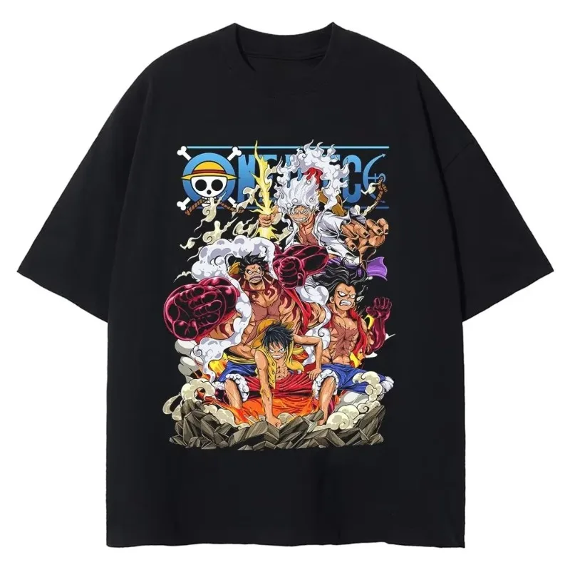 ONE PIECE Surrounding Summer Cotton Short-sleeved T-shirt 2025 Hot-blooded Animation Men's and Women's Sports Breathable T-shirt