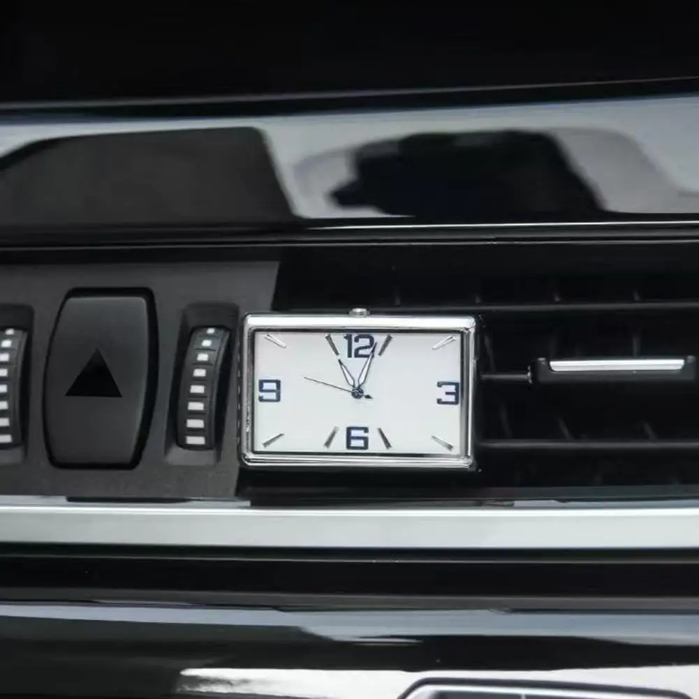 Auto Fashion Square Watch Car Clock Interior Decoration Self-adhesive Electronic Vent Clip Watch Automobile Quartz Clock