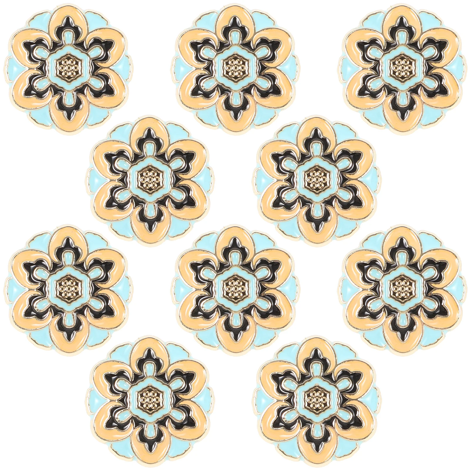 

10Pcs Vintage Flower Enamel Alloy Buttons Decorative Sewing Buttons for Clothing Coat Sweater DIY Crafts Small Coat Button