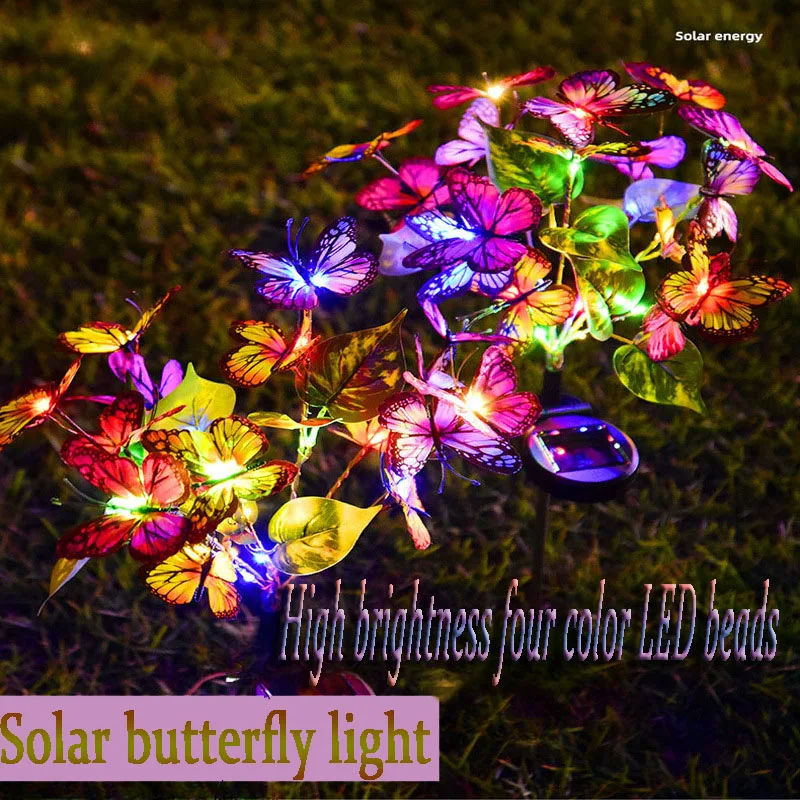 

New Solar Outdoor Butterfly Lawn Lamp Villa Garden Landscape Courtyard Decoration Waterproof Floor Insertion Flower Lamp