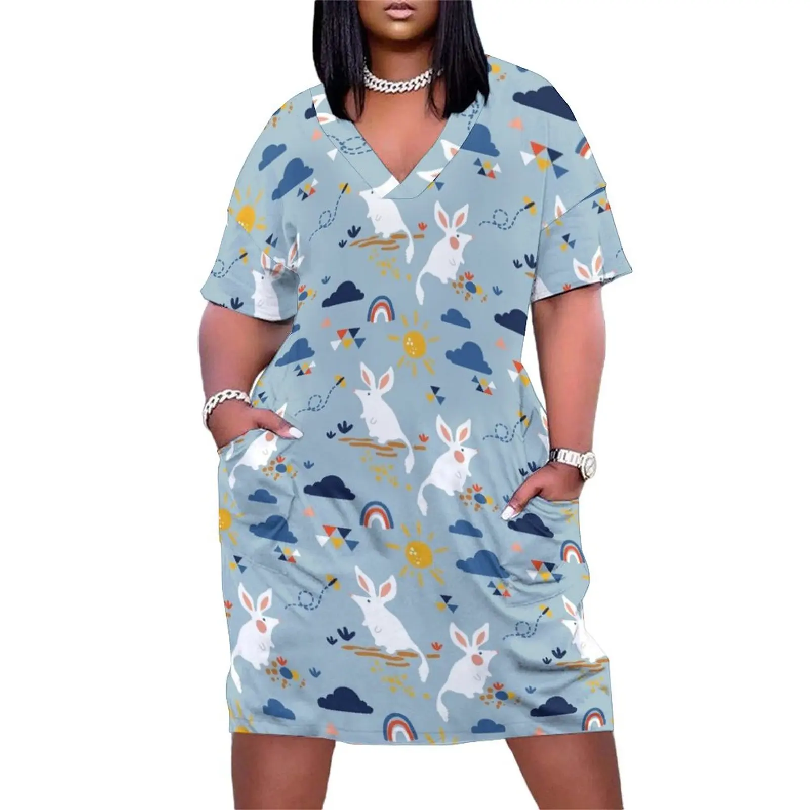 

Australian Bilby Print Loose Pocket Dress prom dress Casual dresses
