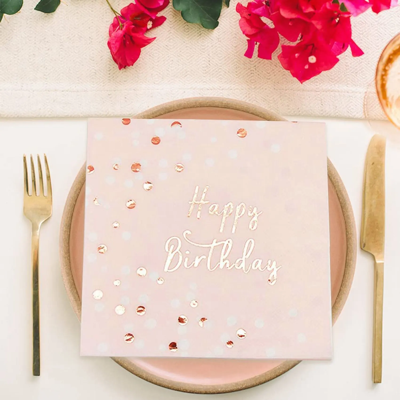 Servilletas de feliz cumpleaños para niños, de 3 capas servilletas de papel, decoración de mesa de oro rosa, Decoración de cumpleaños