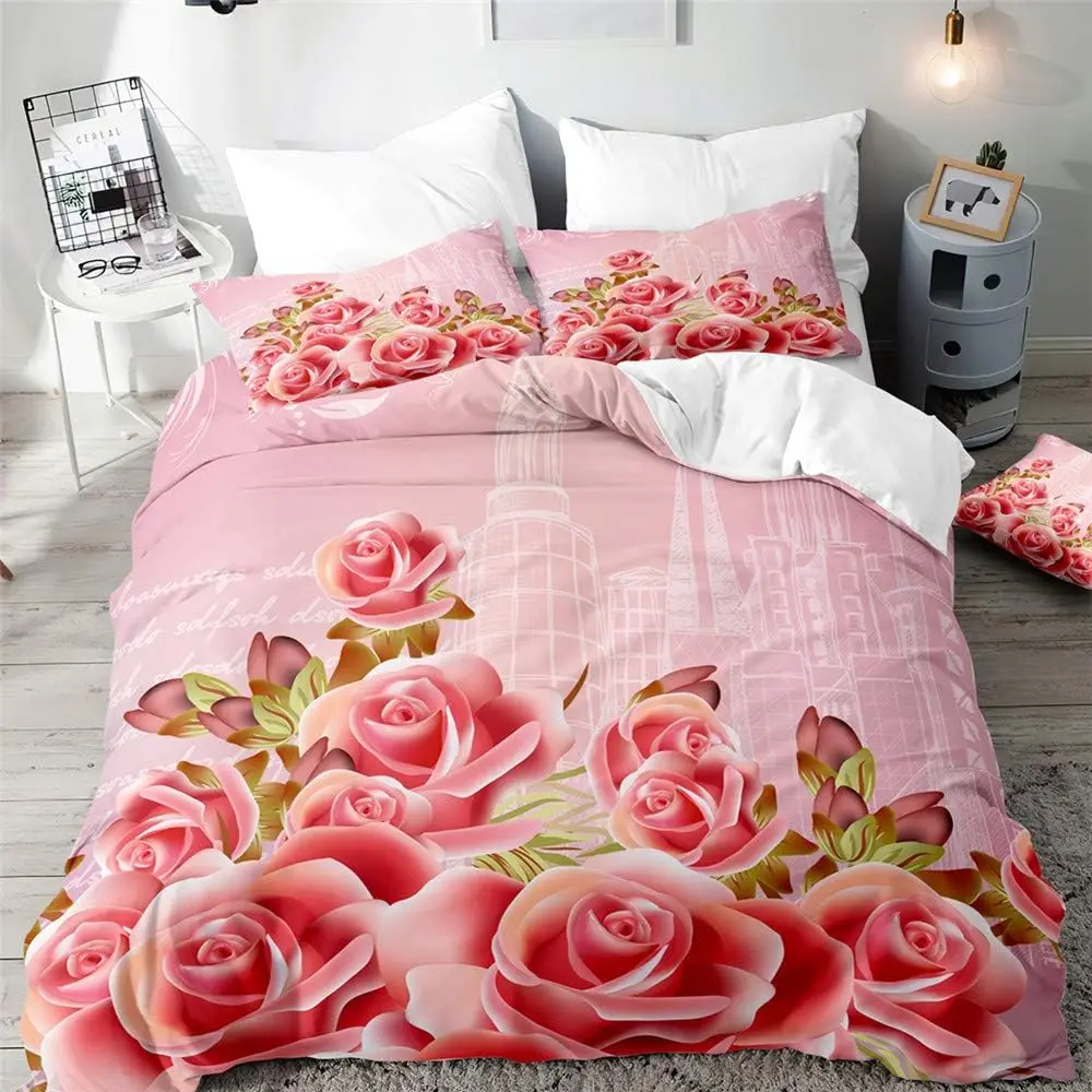 

Пододеяльник с 3D-принтом роз, размер Single/Queen, роскошный комплект постельного белья с цветочным узором, наволочки с ботаническим рисунком, покрывало для одеяла