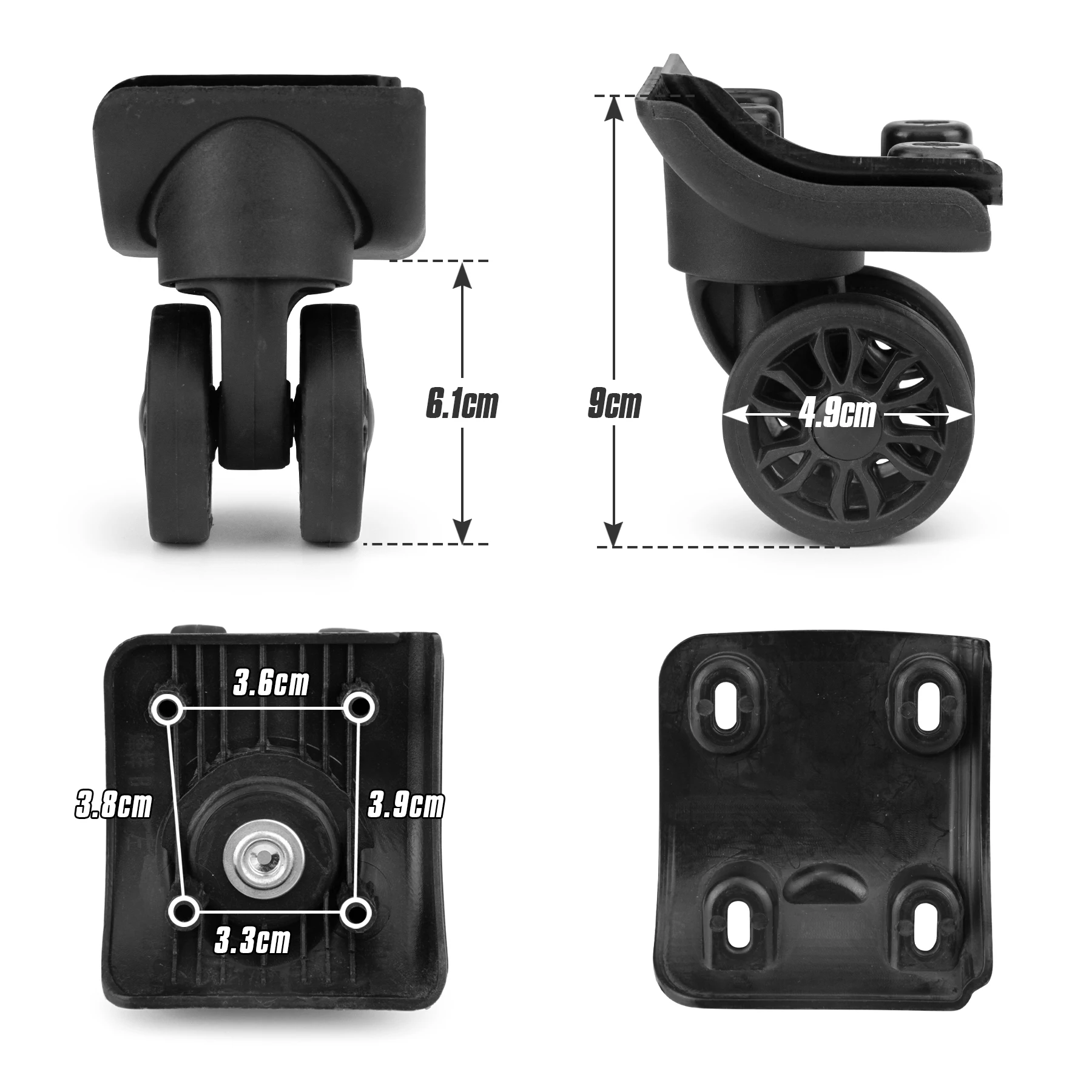 2Pcs ST0149 Trolley Caster Replacement Suitcase Luggage Box Wheels Double Row 360° Spinner Repairing Kit Heavy Duty Wheels