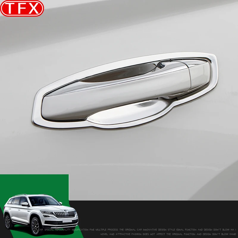 

For Skoda Kodiaq 2017-2020 Exterior Car Styling Door Handle Bowl Cover Sticker Stainless Steel Cover Stickers Auto Accessories