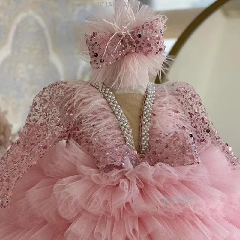 Children Girls Elegant Fashion TutuParty Banquet Wedding Flower Girl Costume Cake Skirt Kids Piano Performance Show Birthday view 5