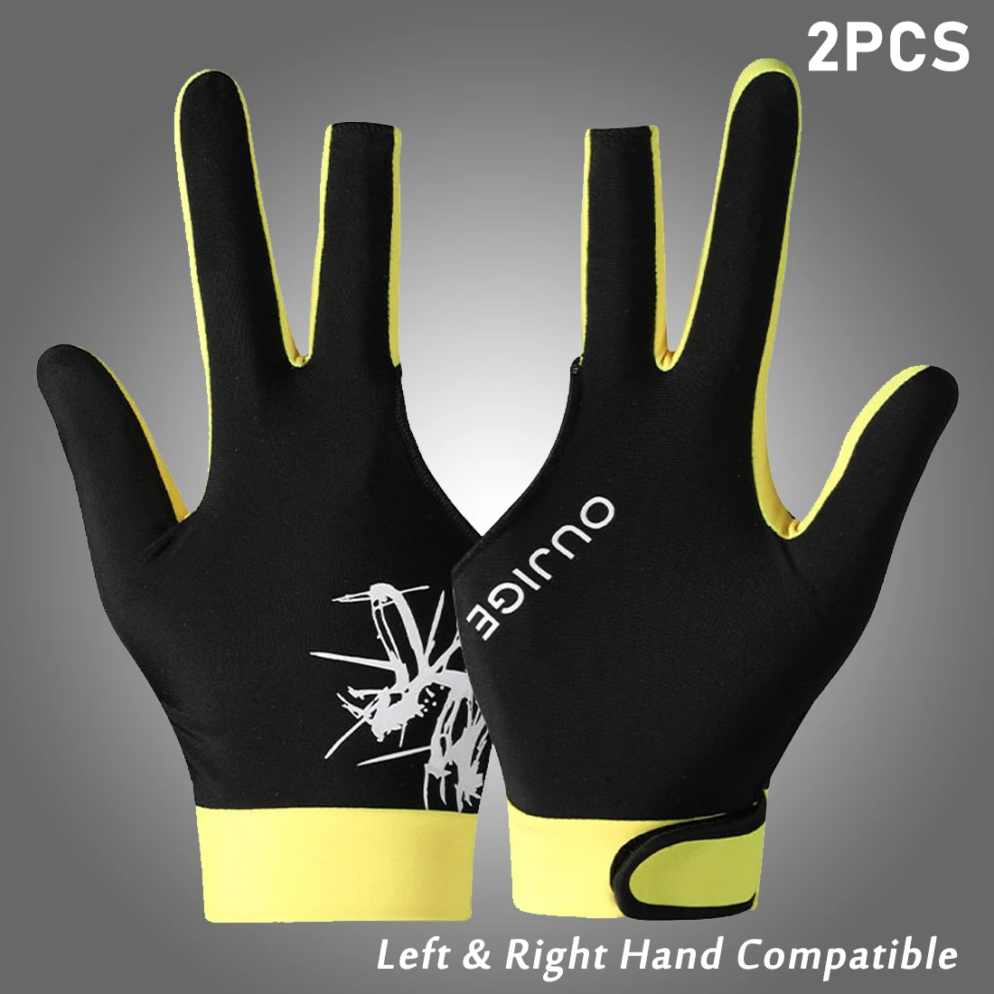 2Pcs Billiard Pool Snooker Gloves, Adjustable Hook & Loop Wrist Strap, High Elastic Breathable Non Slip, Ambidextrous For Left R