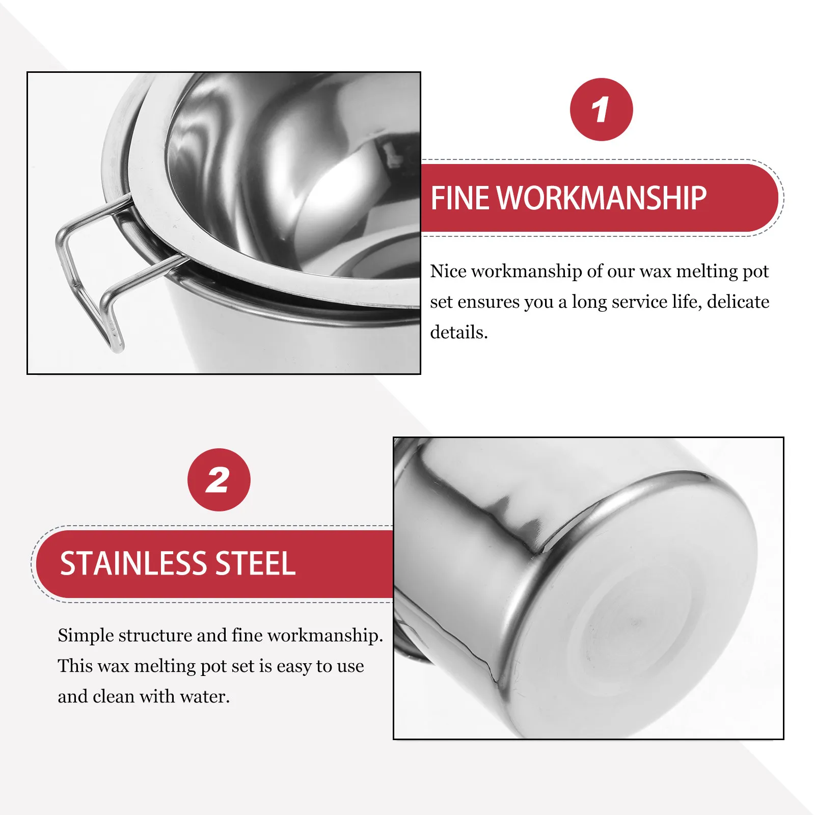 

2Pcs Stainless Steel Wax Melting Pot Set for DIY Making Kit Heat Resistant Melt Holder Craft Melting Tools