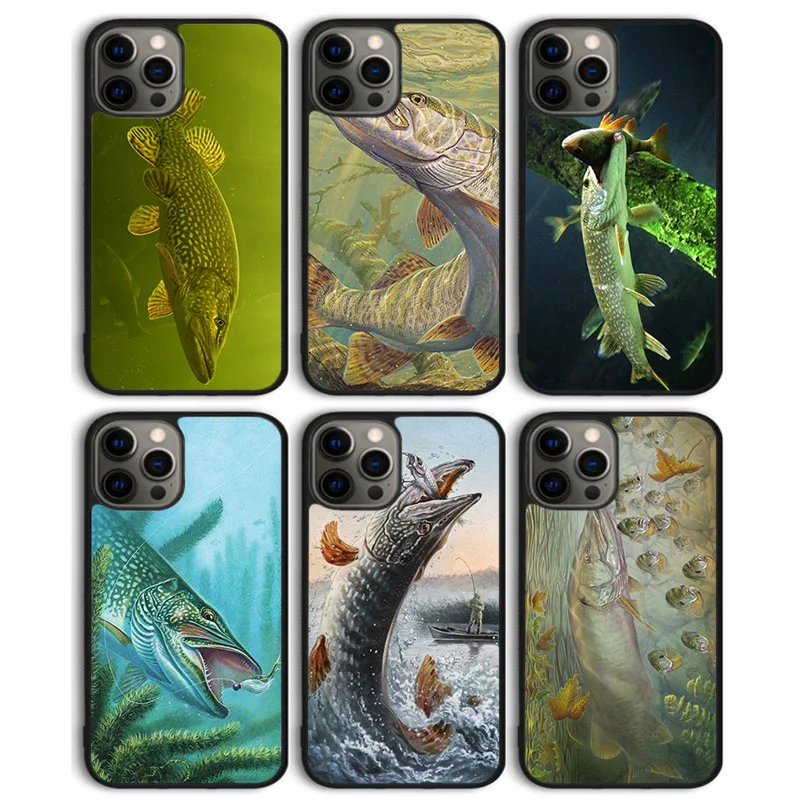 Pike Fishing Bait Spinner Phone Case Cover For iPhone 16 15 SE2020 14 PlusS 11 Pro Max 13 Pro Max 12 mini X XS Max XR Coque