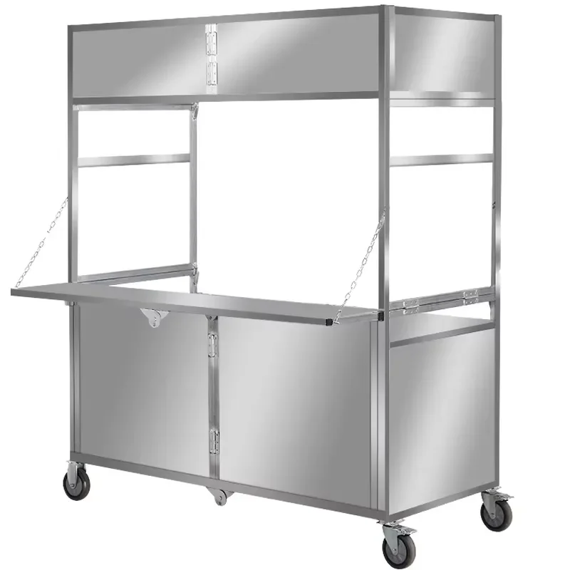 Folding Food Truck Commercial Mobile Food Truck Fashion Night Market Stall Multifunctional Street Sales Trolley Rack