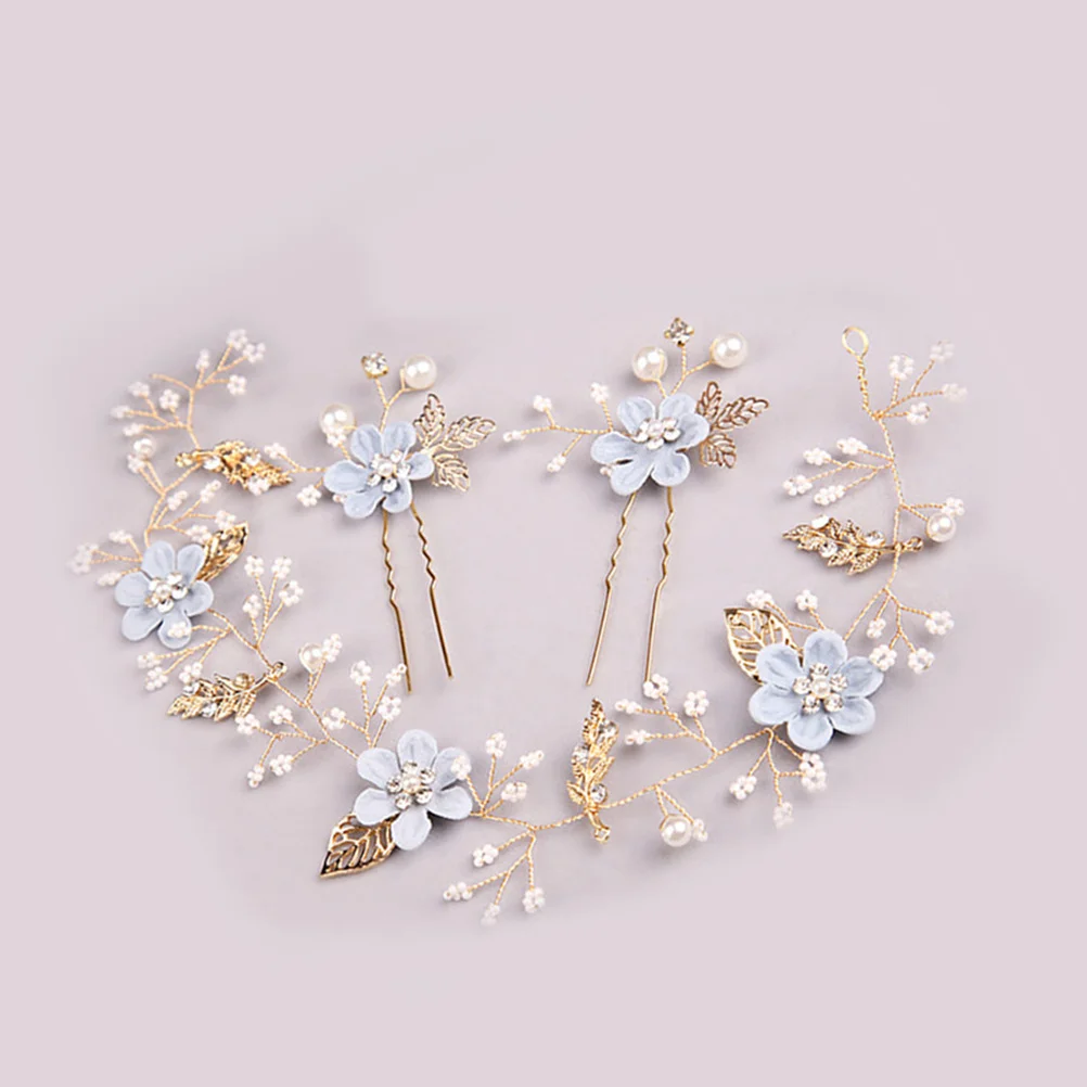

3pcs Bridal Headband Hairpins Set U Shape Wedding Headpiece For Updo Half Down Hairstyle Pearl Rhinestone Decor Party Prom