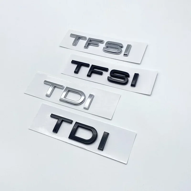 3D Chrome Glossy Black ABS TDI TFSI Car Rear Emblem Sticker for Audi A1 A3 A4 A5 A6 A6L A7 A8 S3 S6 Q3 Q5 Q7 TT S RS