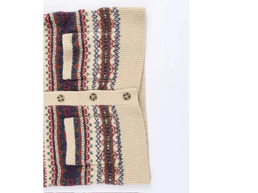 

HH Women Autumn Fashion Cardigans Turn-down Collar Knitted Cardigan Women Chic Single-Breasted Printed Long Sleeve Pockets Top