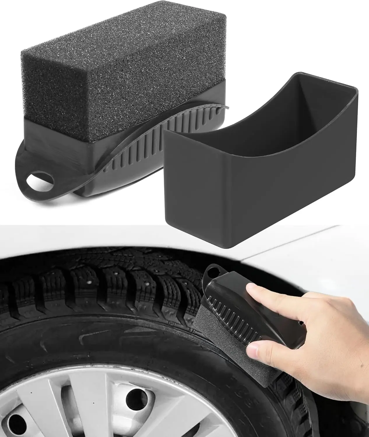 

Tire Shine Applicator,Tire Dressing Applicator,Car Accessories Tire Shine Applicator Pad with Lid,Cleaning Sponges,Polishing Spo