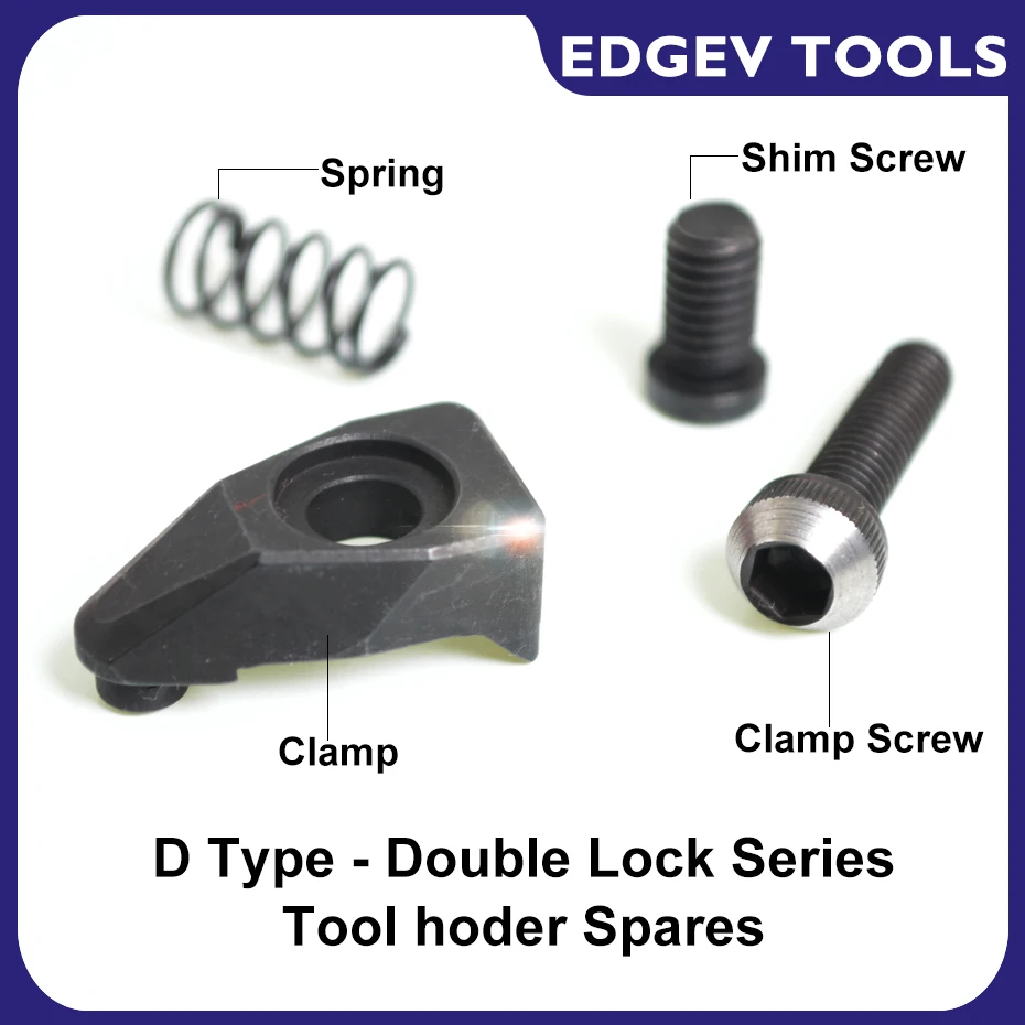 EDGEV D Type Tool holder Spares Clamp and Screw and Carbide Shim and Wrench and Spring Turning parts